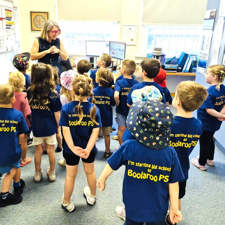 Our principal talking to the Kindy Orientation class