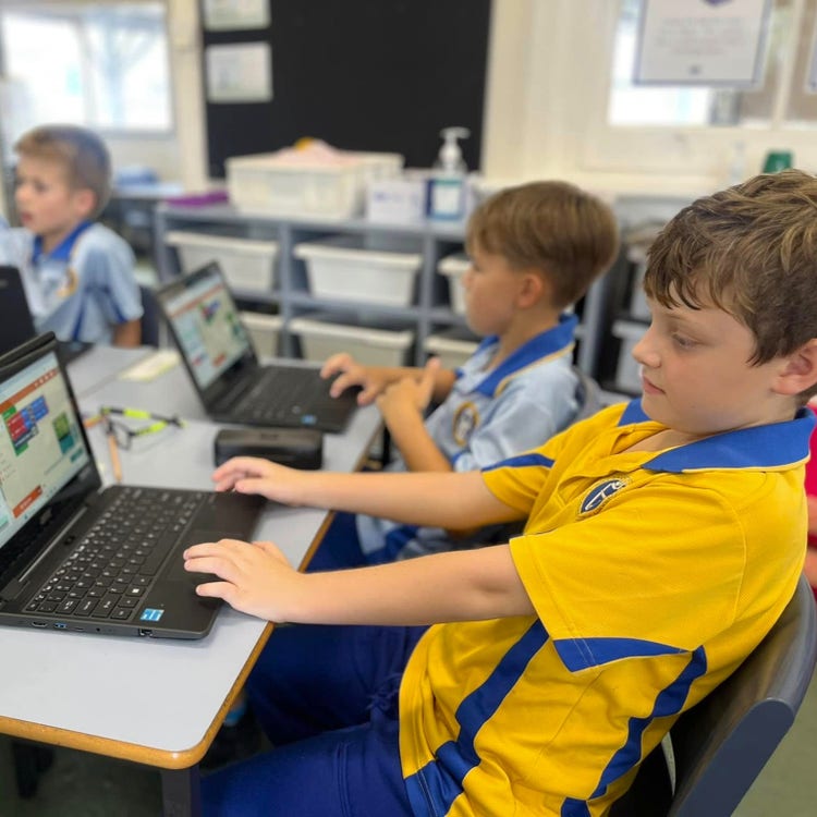 Students working on computers